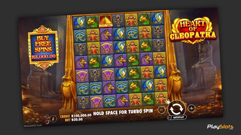 Heart of Cleopatra slot game layout image.