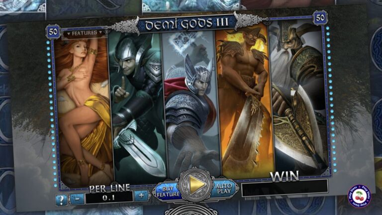 Image showing the Demi Gods III slot game layout.