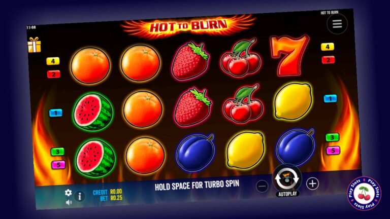 Hot to Burn slot game layout.