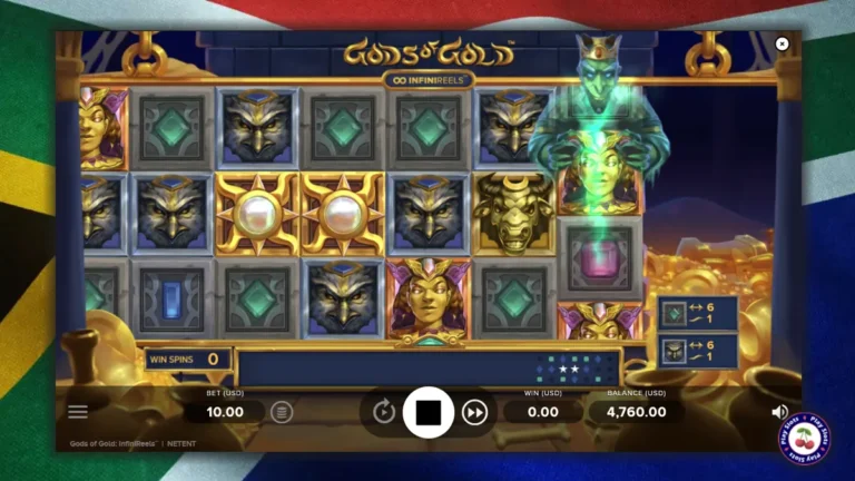 Image showing Gods of Gold Infinireels slot reels mechanic in action.