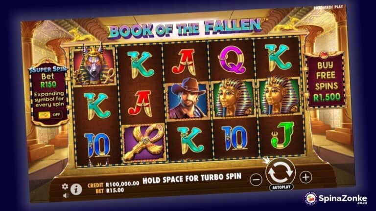 Book of the Fallen slot game layout.
