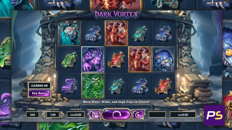 Dark Vortex Slot Game layout image.