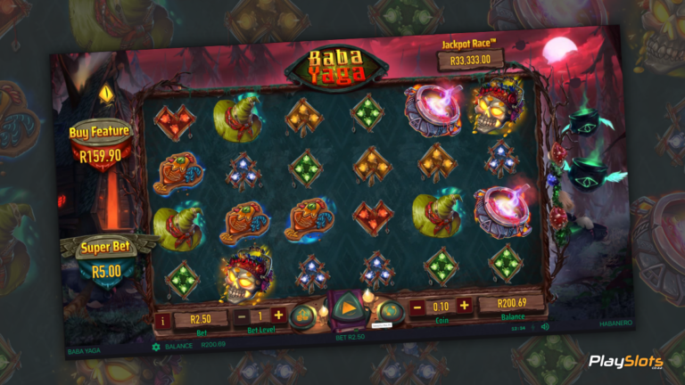 Baba Yaga slot game layout image.
