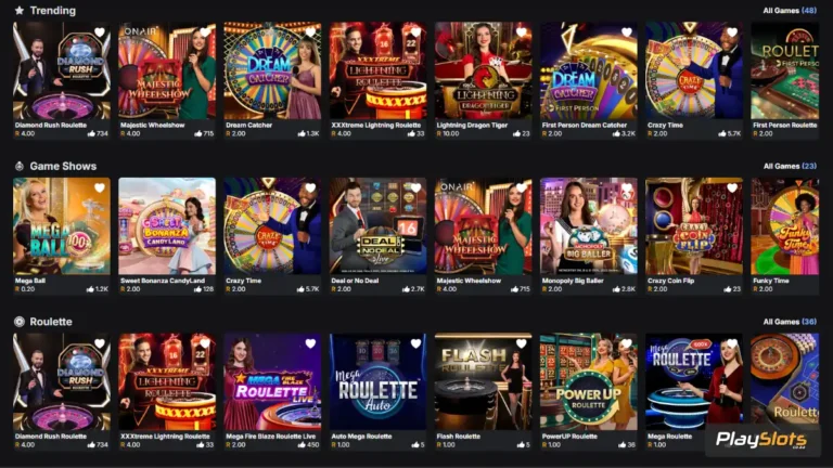 Live dealer game selection