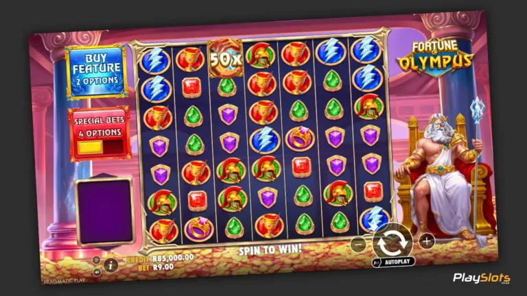 Fortune of Olympus slot game layout image.
