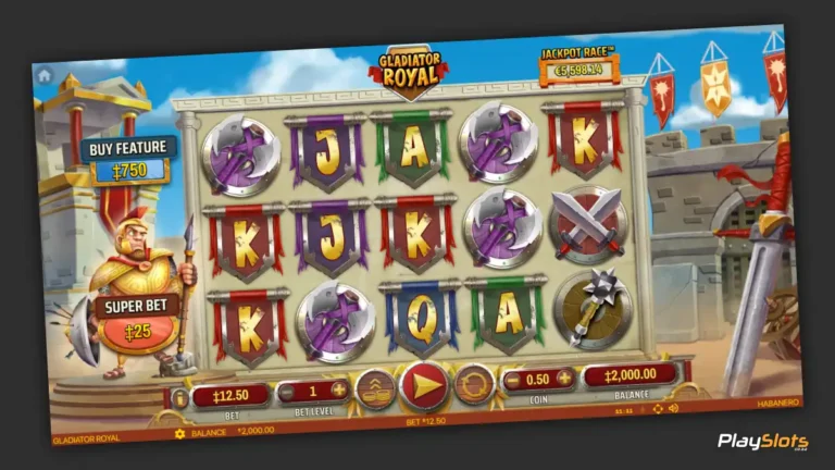 Gladiator Royal slot game layout image.