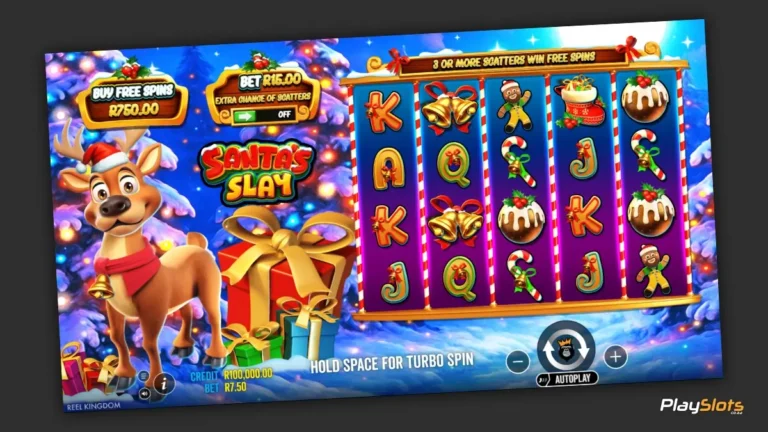 Santa's Slay slot game layout image.