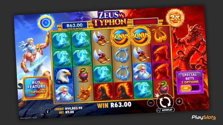 Zeus vs Typhon slot game layout image.