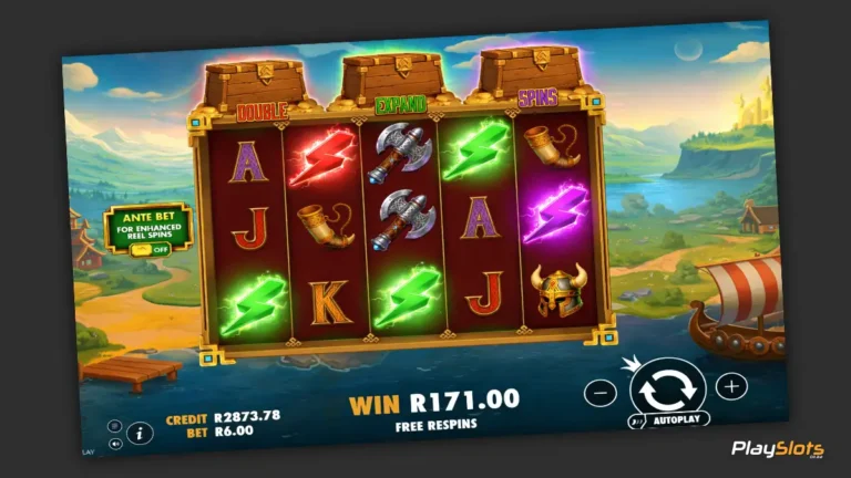Hammerstorm slot game layout.