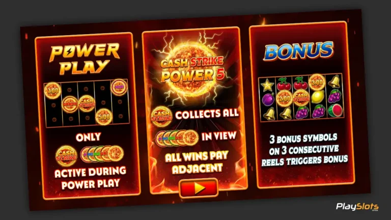 Cash Strike Power 5 slot game features image.