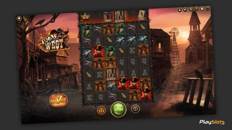 Dead West slot game layout image.