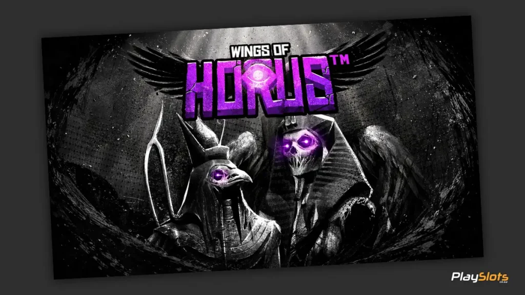 Wings of Horus slot game intro image.
