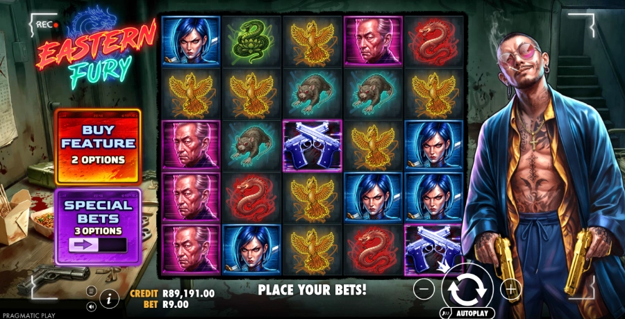 Image showing Eastern Fury slot game layout.